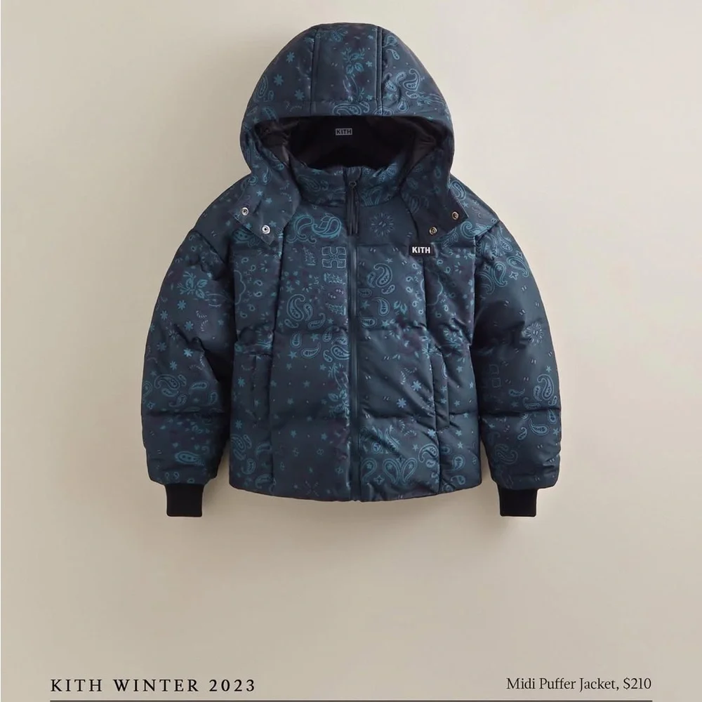 Kith Teal Paisley Print Puffer Jacket